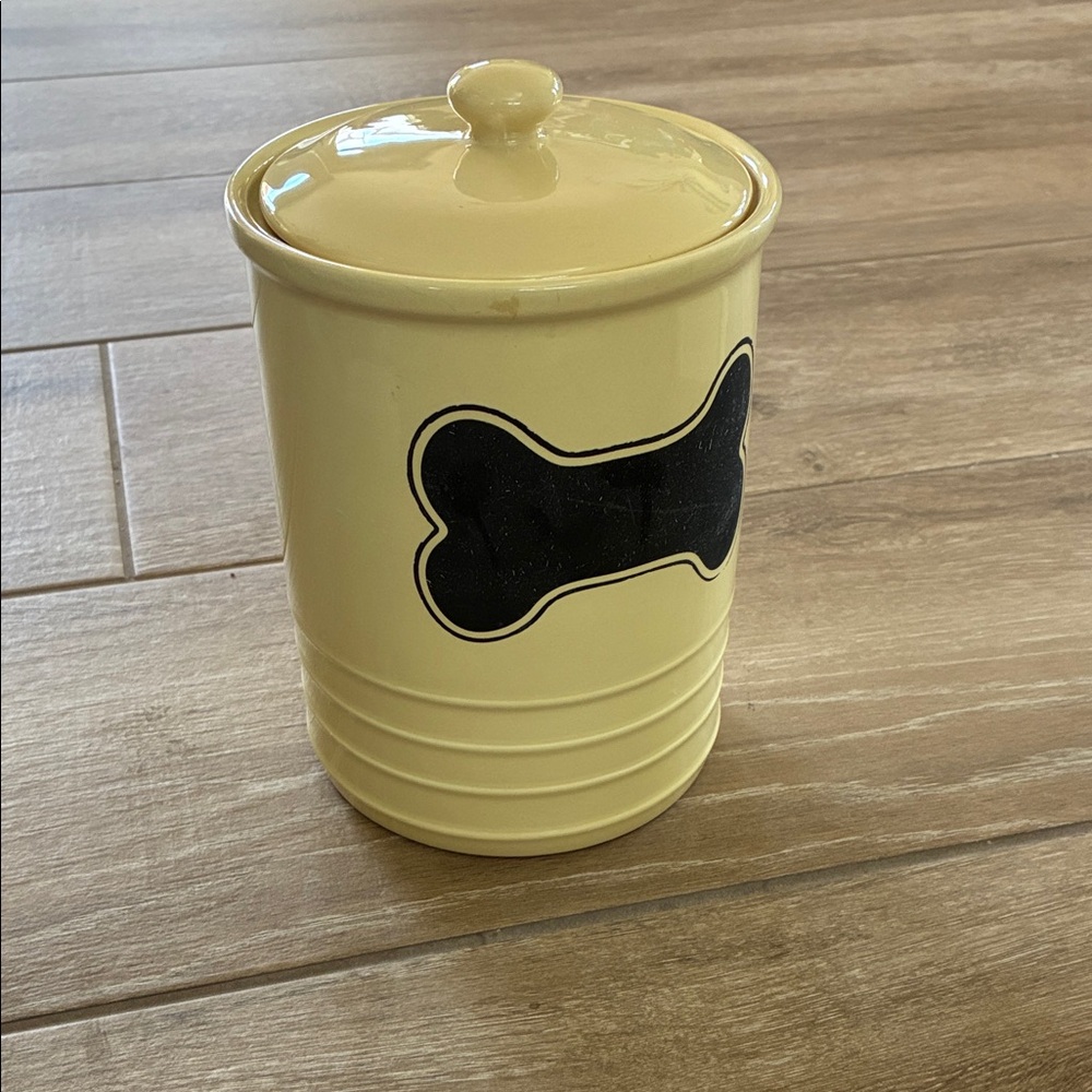 Bone Design Dog Treat Jar - Cream